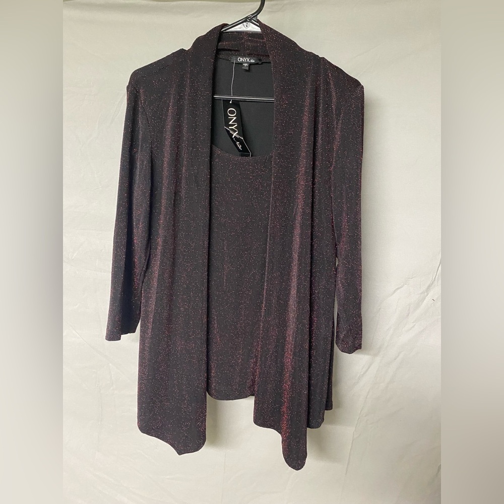 Onyx Nite Elegant Black and Red Cardigan